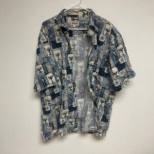 Campia Moda Mens 2XL LT Aloha Shirt Cocktail Glasses Hawaiian Casual